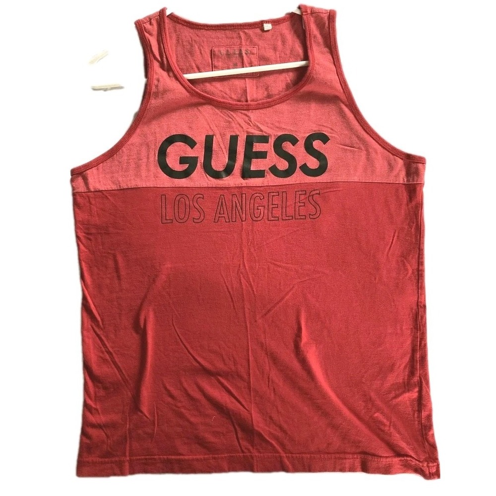 Guess Shirt Mens/Unisex M Red Los Angeles Graphic Tank Top Sleeveless Logo